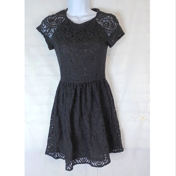 BLACK Goth Lace Mini Skater Dress in Size 4 by Divided. - Picture 1 of 7